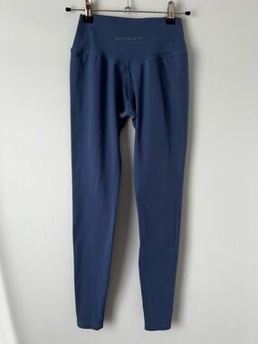 Alphalete Seamless Amplify Leggings, V1 Line, Anchor Blue, Size Small